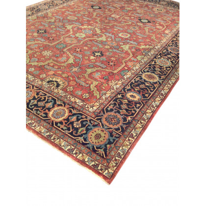 Pasargad Ferehan Collection Hand-Knotted Wool Area Rug - Rust/Navy, 72" x 146" (ps-36 6x12)