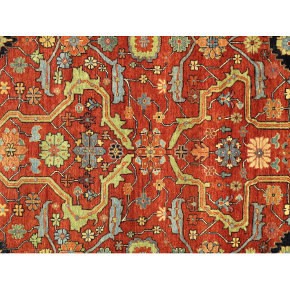 Pasargad - Ferehan Collection Hand-Knotted Rust/Navy Wool Area Rug PS-36