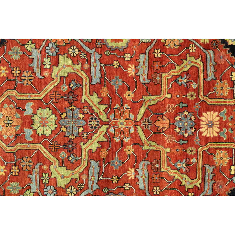 Pasargad Ferehan Collection Hand-Knotted Rust/Navy Wool Area Rug (PS-36 9X12) - 109'' x 144''