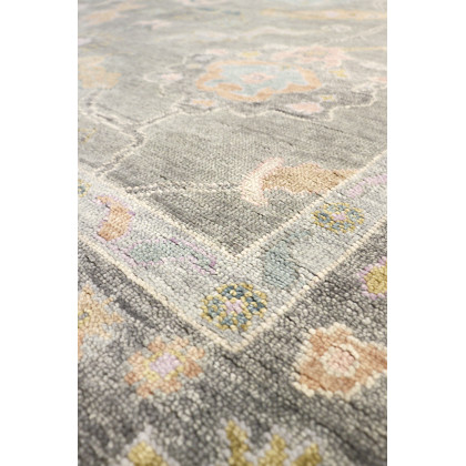 Pasargad Oushak Collection Hand-Knotted Wool Area Rug - Silver/Gray, 69" x 105" (PSF-04 6x9)
