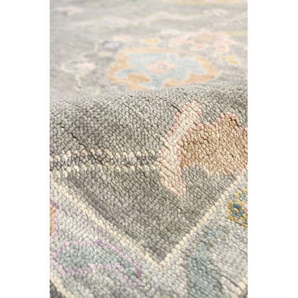 Pasargad Oushak Collection Hand-Knotted Wool Area Rug - Silver/Gray, 69" x 105" (PSF-04 6x9)