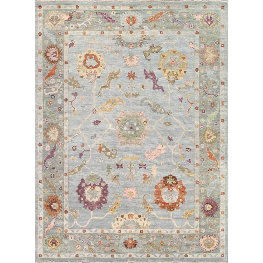 Pasargad - Oushak Collection Hand-Knotted Wool Area Rug in Blue/Green, 141" x 217" (PSF-05 12x18)