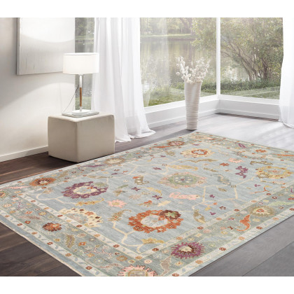 Pasargad - Oushak Collection Hand-Knotted Wool Area Rug in Blue/Green, 141" x 217" (PSF-05 12x18)