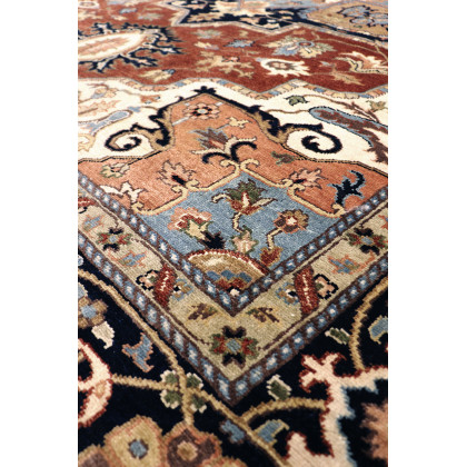 Pasargad Serapi Collection Hand-Knotted Wool Area Rug - Rust/Navy, 94" x 119" (PSF-7120 8x10)
