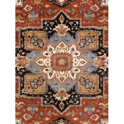 Pasargad - Serapi Collection Hand-Knotted Wool Area Rug in Rust/Navy, 140" x 176" (PSF-7121 12x15)