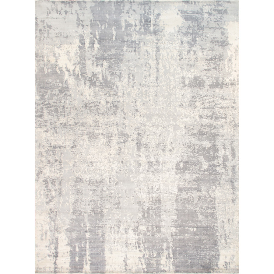 Pasargad - Mirage Collection Hand-Loomed Bamboo Silk Area Rug in Gray/Ivory, 93" x 117" (psh-25 8x10)