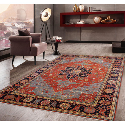 Pasargad Serapi Collection Hand-Knotted Lamb's Wool Area Rug - Red/Blue, 162" x 202" (PSJ-23A 14x17)