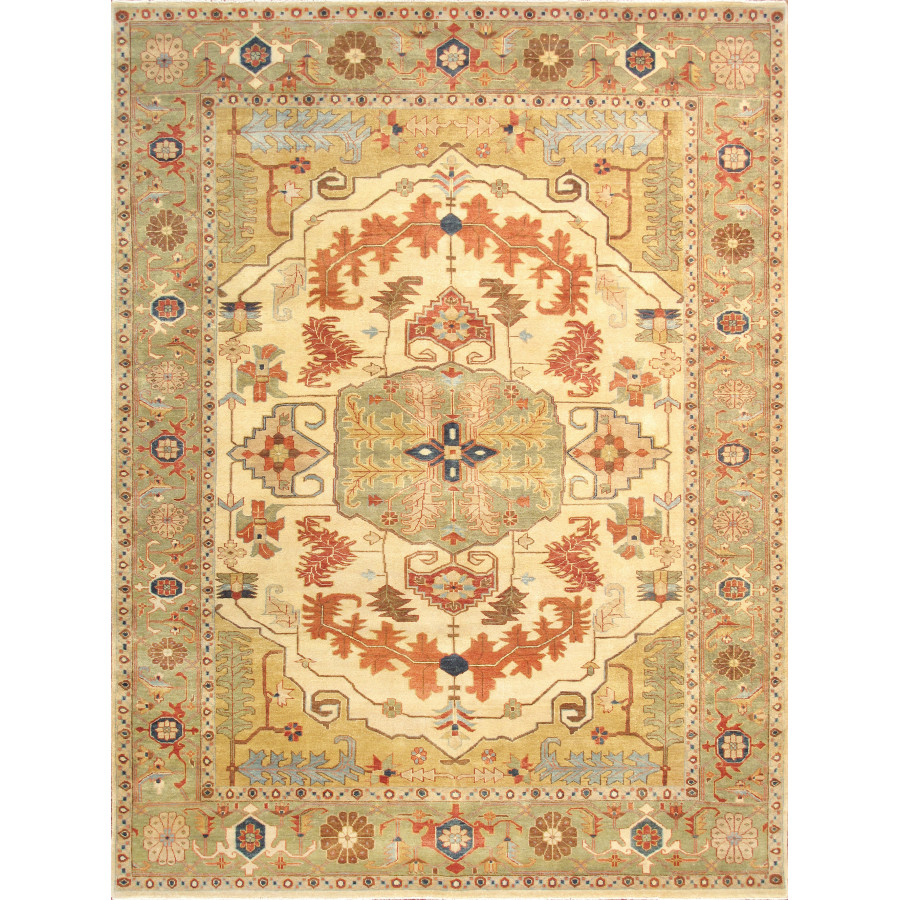 Pasargad - Serapi Collection Hand-Knotted Lamb's Wool Area Rug in Ivory/L. Green, 98" x 118" (PSJ-30 8x10)