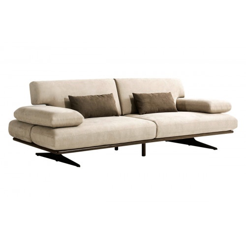Pasargad - Positano Delano Sofa with Sliding Backrest and Armrest in Dark Beige/Brown, Faux Suede Pasargad - Positano Delano Sofa with Sliding Backrest and Armrest in Dark Beige/Brown, Faux Suede