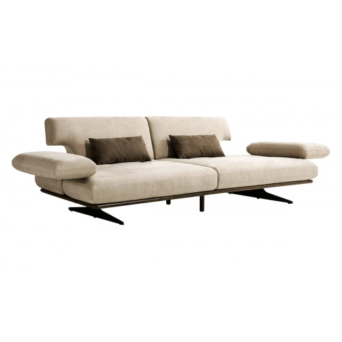 Pasargad - Positano Delano Sofa with Sliding Backrest and Armrest in Dark Beige/Brown, Faux Suede Pasargad - Positano Delano Sofa with Sliding Backrest and Armrest in Dark Beige/Brown, Faux Suede
