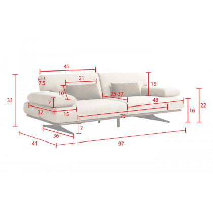Pasargad - Positano Delano Sofa with Sliding Backrest and Armrest in Dark Beige/Brown, Faux Suede