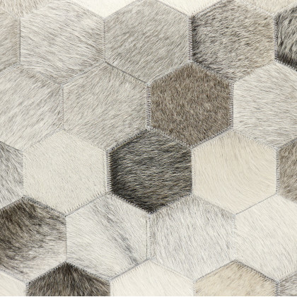 Pasargad Galaxy Square Pouf - Silver/Gray, Cowhide