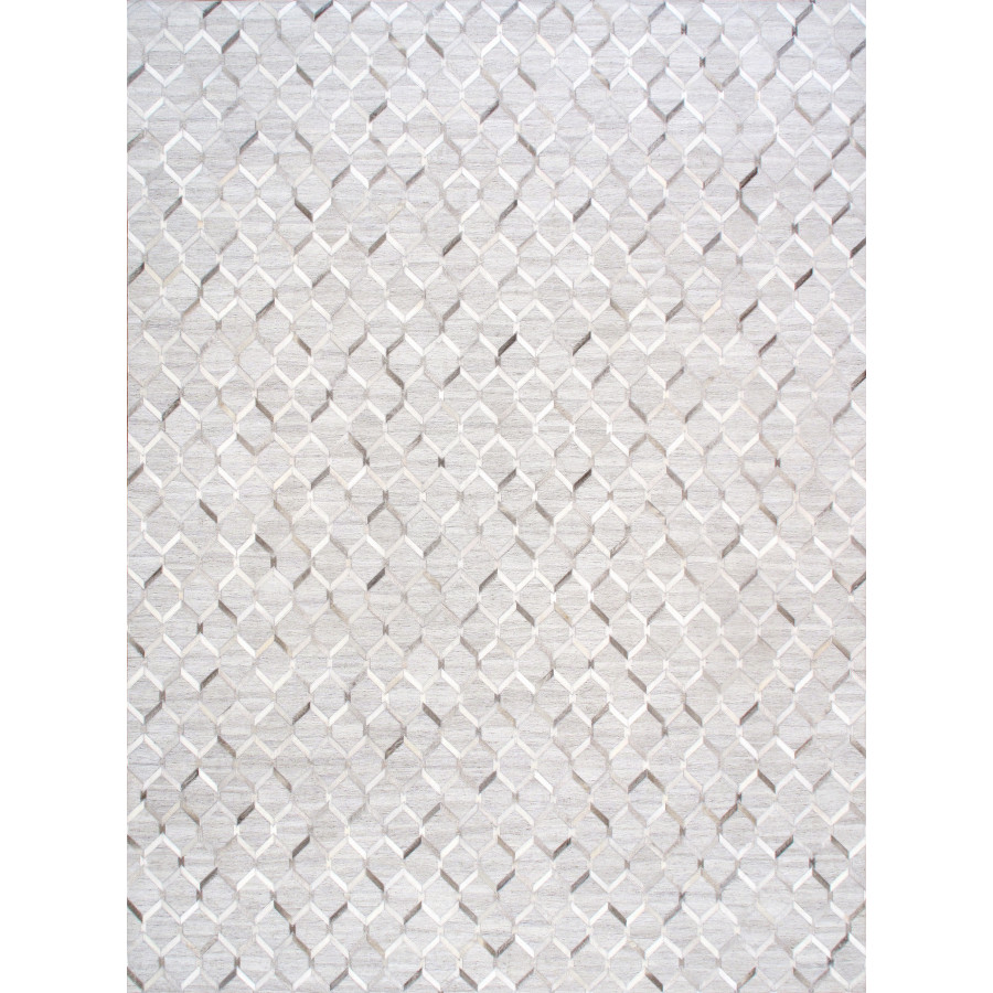 Pasargad - Galaxy Collection Cowhide Cowhide/Sari Silk Area Rug in Silver/Gray, 72" x 108" (ptx-3284 6x9)