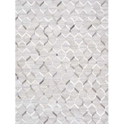 Pasargad - Galaxy Collection Cowhide Cowhide/Sari Silk Area Rug in Silver/Gray, 72" x 108" (ptx-3284 6x9)