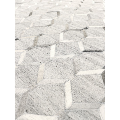 Pasargad - Galaxy Collection Cowhide Cowhide/Sari Silk Area Rug in Silver/Gray, 72" x 108" (ptx-3284 6x9)