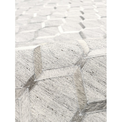 Pasargad - Galaxy Collection Cowhide Cowhide/Sari Silk Area Rug in Silver/Gray, 72" x 108" (ptx-3284 6x9)