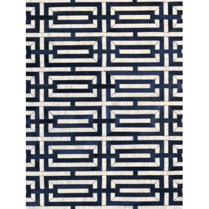 Pasargad Galaxy Collection Hand-stitched Cowhide Area Rug - Silver/Navy, 144" x 180" (ptx-4165 12x15)