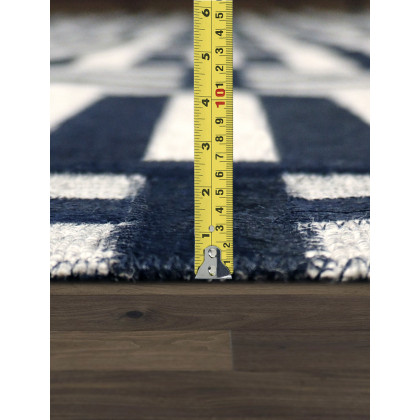 Pasargad Galaxy Collection Hand-stitched Cowhide Area Rug - Silver/Navy, 144" x 180" (ptx-4165 12x15)