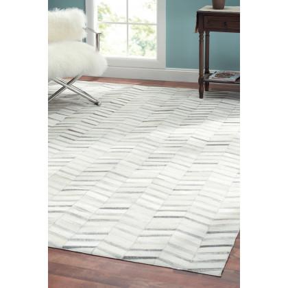Pasargad Hand-Loomed Cowhide Silver Area Rug (PTX-4685 9X12) - 105'' x 141''
