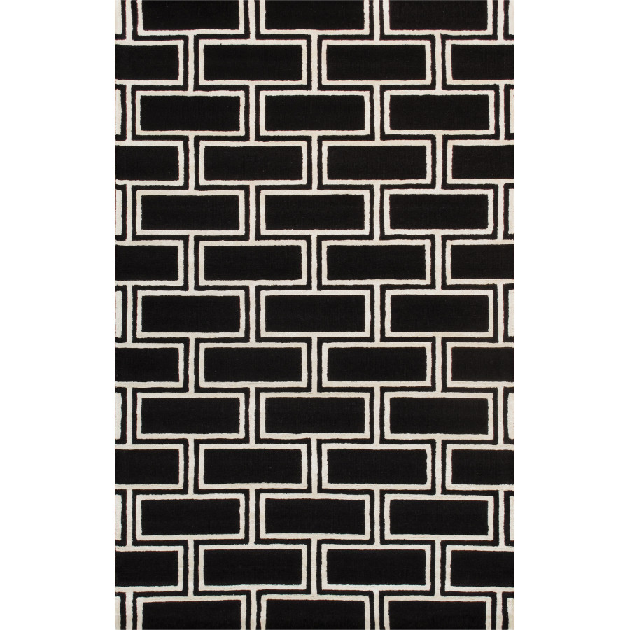 Pasargad Edgy Collection Hand-Tufted Bamboo Silk/Wool Area Rug - Black/Ivory, 93" x 117" (pvny-21 8x10)