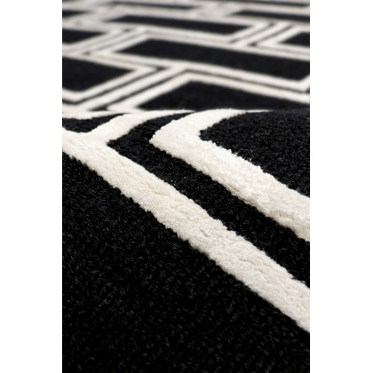 Pasargad Edgy Collection Hand-Tufted Bamboo Silk/Wool Area Rug - Black/Ivory, 93" x 117" (pvny-21 8x10)