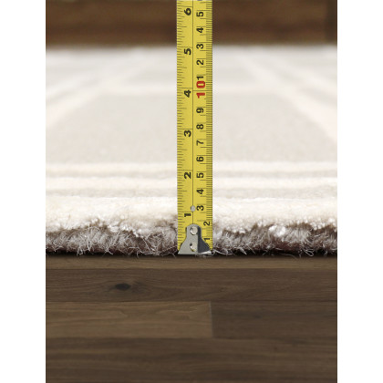 Pasargad Edgy Collection Hand-Tufted Bamboo Silk/Wool Area Rug - Silver/Ivory, 93" x 117" (pvny-22 8x10)