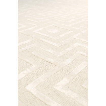 Pasargad Edgy Collection Tufted Bamboo Silk/Wool Area Rug - Ivory, 31" x 120" (pvny-24 rnr 2.7x10)