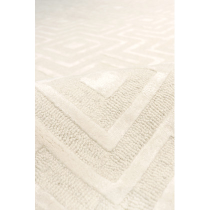 Pasargad Edgy Collection Tufted Bamboo Silk/Wool Area Rug - Ivory, 31" x 120" (pvny-24 rnr 2.7x10)