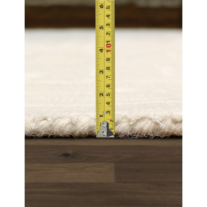 Pasargad Edgy Collection Tufted Bamboo Silk/Wool Area Rug - Ivory, 31" x 120" (pvny-24 rnr 2.7x10)