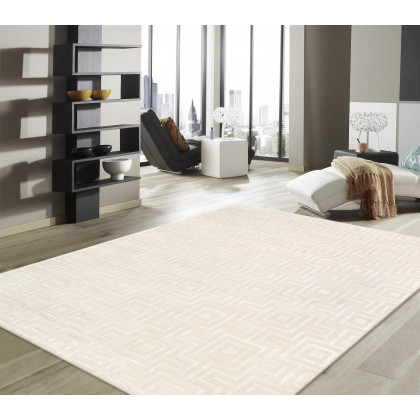 Pasargad Edgy Collection Tufted Bamboo Silk/Wool Area Rug - Ivory, 31" x 120" (pvny-24 rnr 2.7x10)
