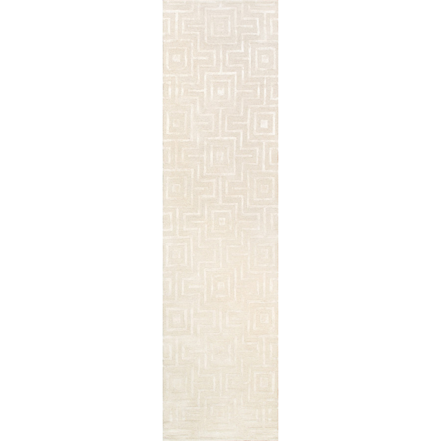 Pasargad Edgy Collection Tufted Bamboo Silk/Wool Area Rug - Ivory, 31" x 96" (pvny-24 rnr 2.7x8)