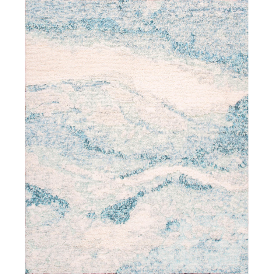 Pasargad - Moroccan Collection Hand-Knotted Wool Area Rug in Aqua/Ivory, 96" x 118" (PZN-65 8x10)