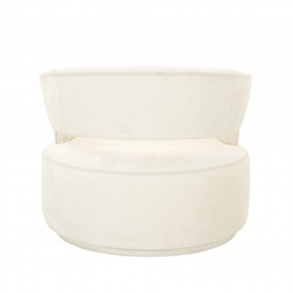 Pasargad Piagia Upholstered Swivel Base Barrel Chair - Ivory, Polyester