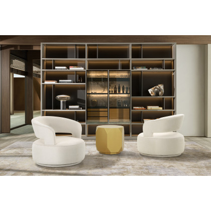 Pasargad Piagia Upholstered Swivel Base Barrel Chair - Ivory, Polyester
