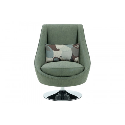 Pasargad - Noho Collection Silver Swivel Accent Chair with Pillow