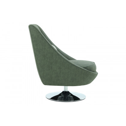 Pasargad - Noho Collection Silver Swivel Accent Chair with Pillow