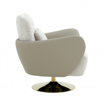 Pasargad - Mercer Swivel Base Lounge Chair in Beige/Gold, Poly Fabric