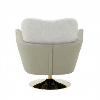 Pasargad - Mercer Swivel Base Lounge Chair in Beige/Gold, Poly Fabric
