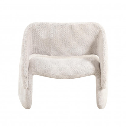 Pasargad - Zarina Upholstered Modern Accent Chair in Ivory, Textured Fabric