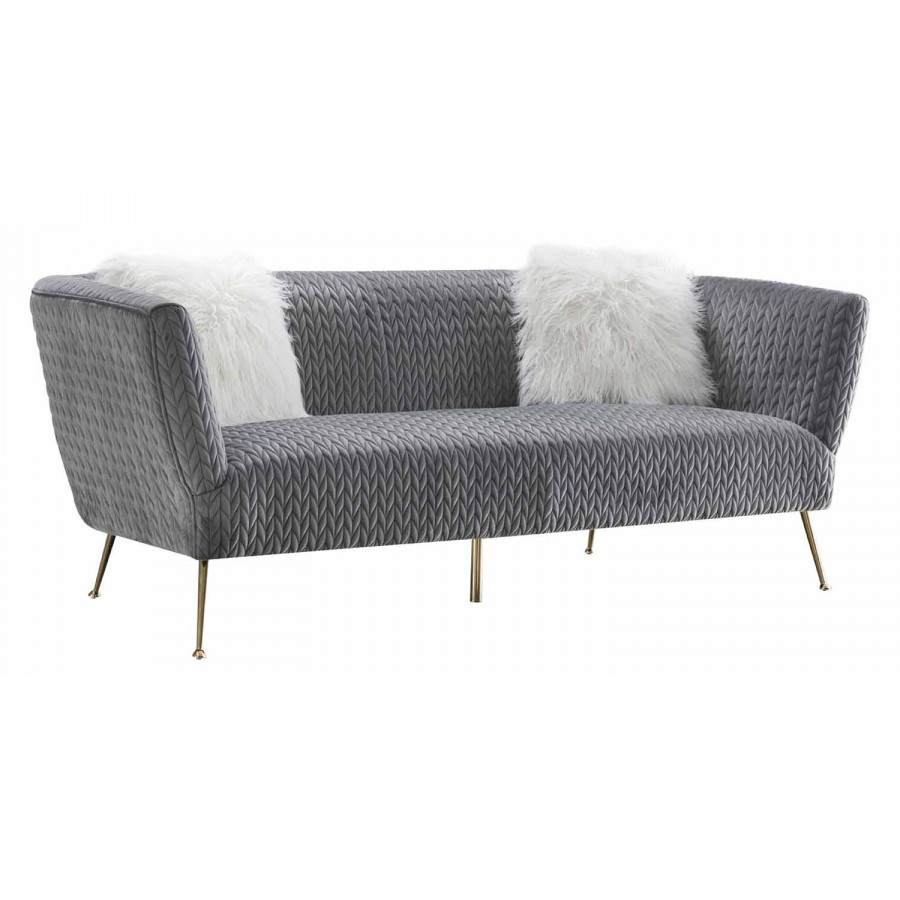 Pasargad - Noho Collection Lafayette Gray Velvet Sofa