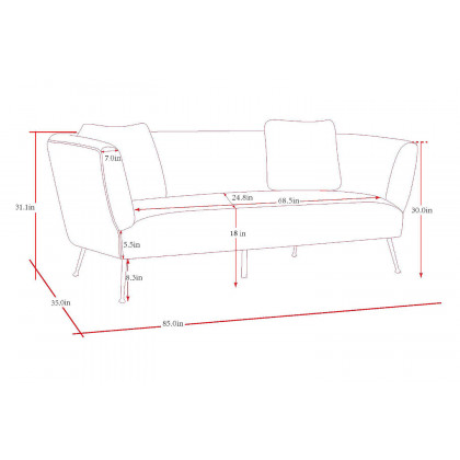 Pasargad - Noho Collection Lafayette Gray Velvet Sofa