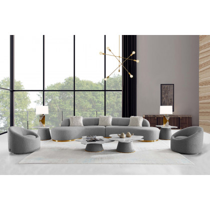Pasargad Simona Collection Modern Curved Sofa with 3 Pillow - W150.4 xD60.6 xH29