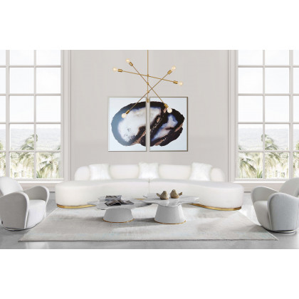 Pasargad Simona Collection Modern Curved Sofa with 3 Pillow (PZW-943W)