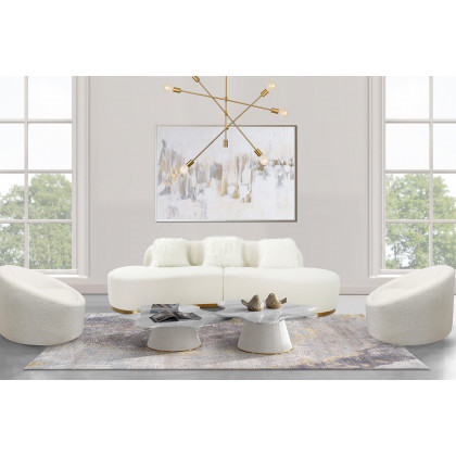Pasargad Simona Collection Modern Curved Sofa with 3 Pillow (PZW-943W-S)
