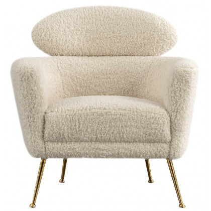 Pasargad - Felice Modern Armchair in Cream, Poly Fabric