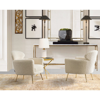 Pasargad - Felice Modern Armchair in Cream, Poly Fabric