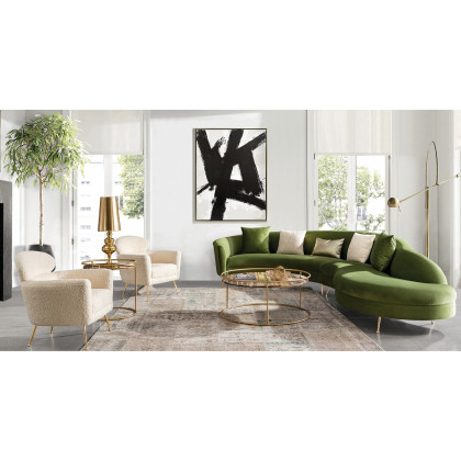 Pasargad - Felice Modern Armchair in Cream, Poly Fabric