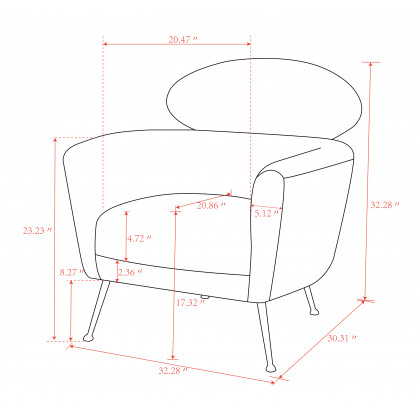 Pasargad - Felice Modern Armchair in Cream, Poly Fabric