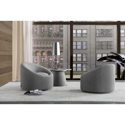 Pasargad Sienna Collection Modern Swivel Chair - Gray