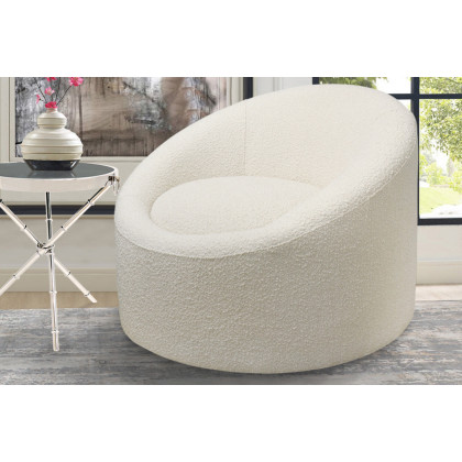 Pasargad Sienna Collection Modern Swivel Chair - White